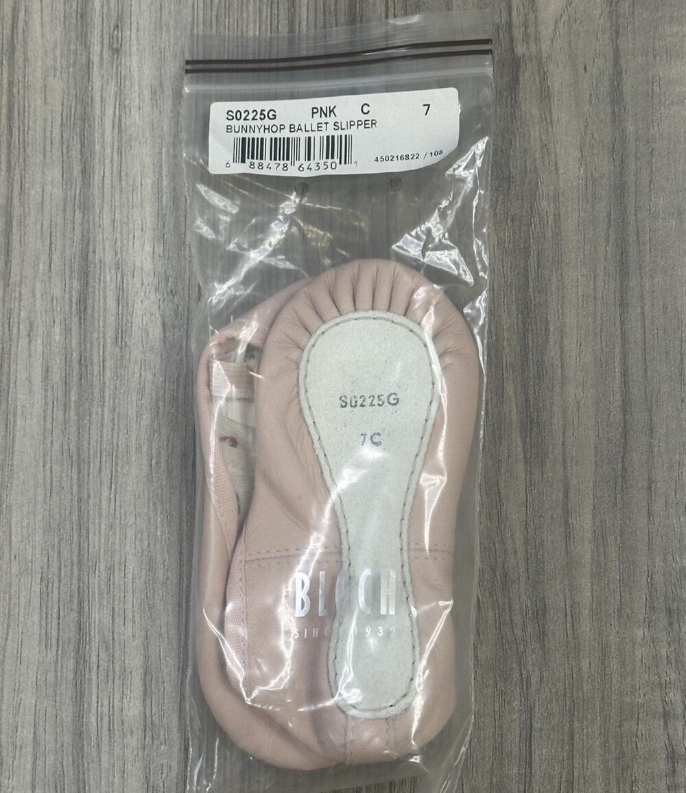 Bloch Bunnyhop S0225G Ballet Shoes Pink Leather Girls Size 7 Child NEW